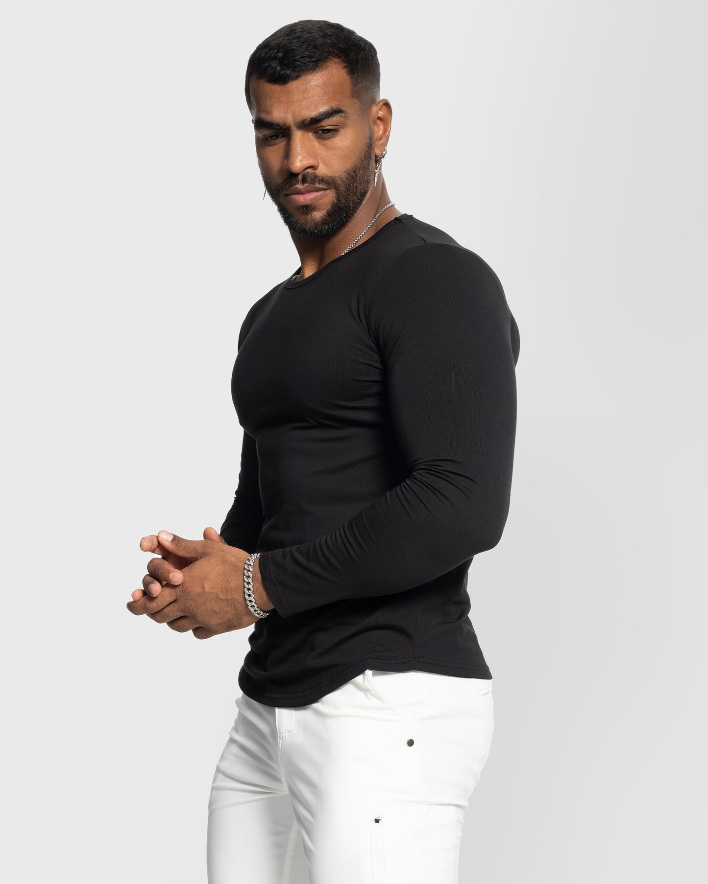 All Day Elite Curve-Hem Tee Stretch Long Sleeve