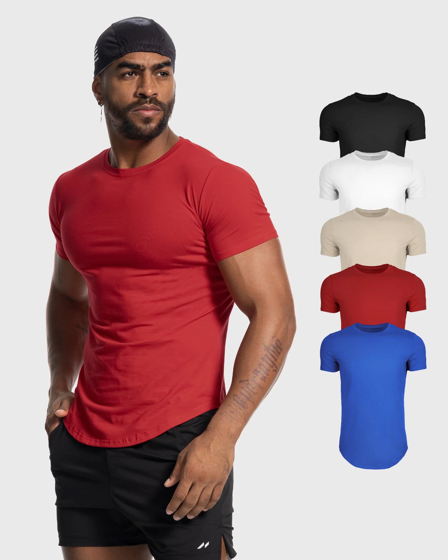 5-Pack Kore Curved Hem T-shirt Muscle Fit Crew Neck