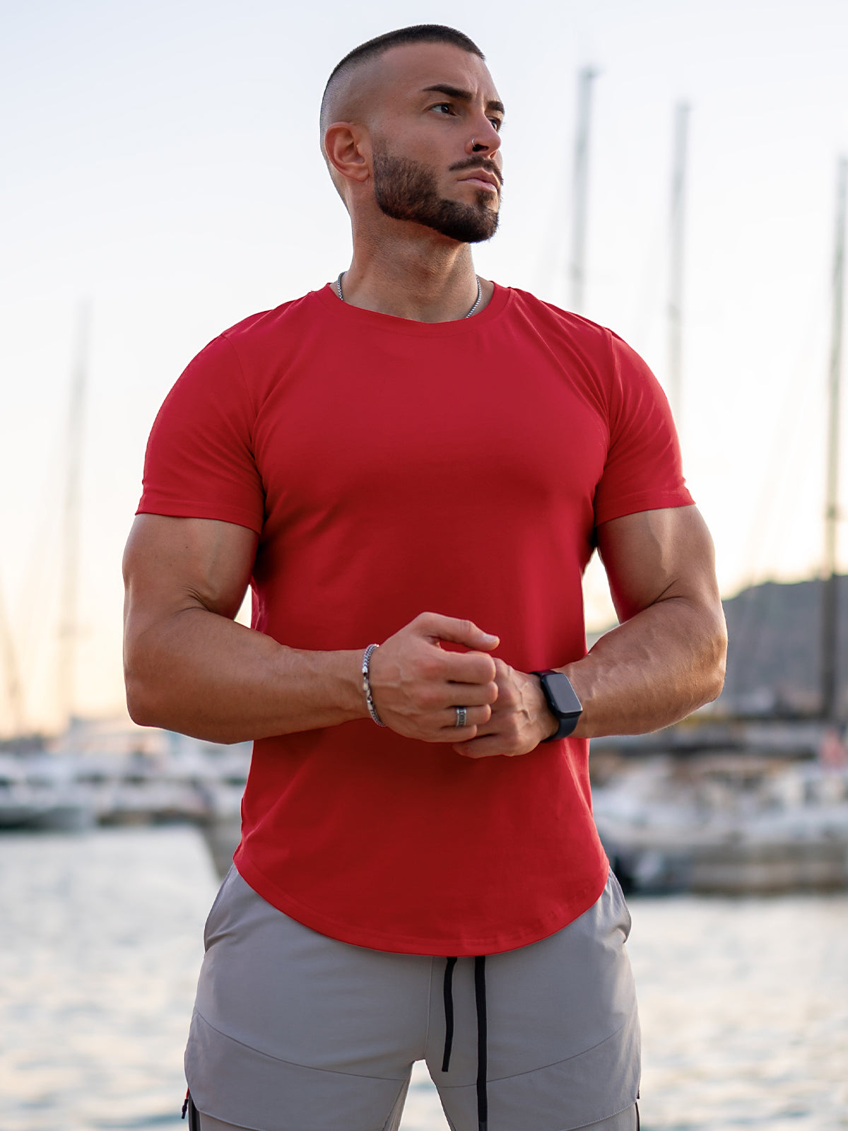 5-Pack Kore Curved Hem T-shirt Muscle Fit Crew Neck